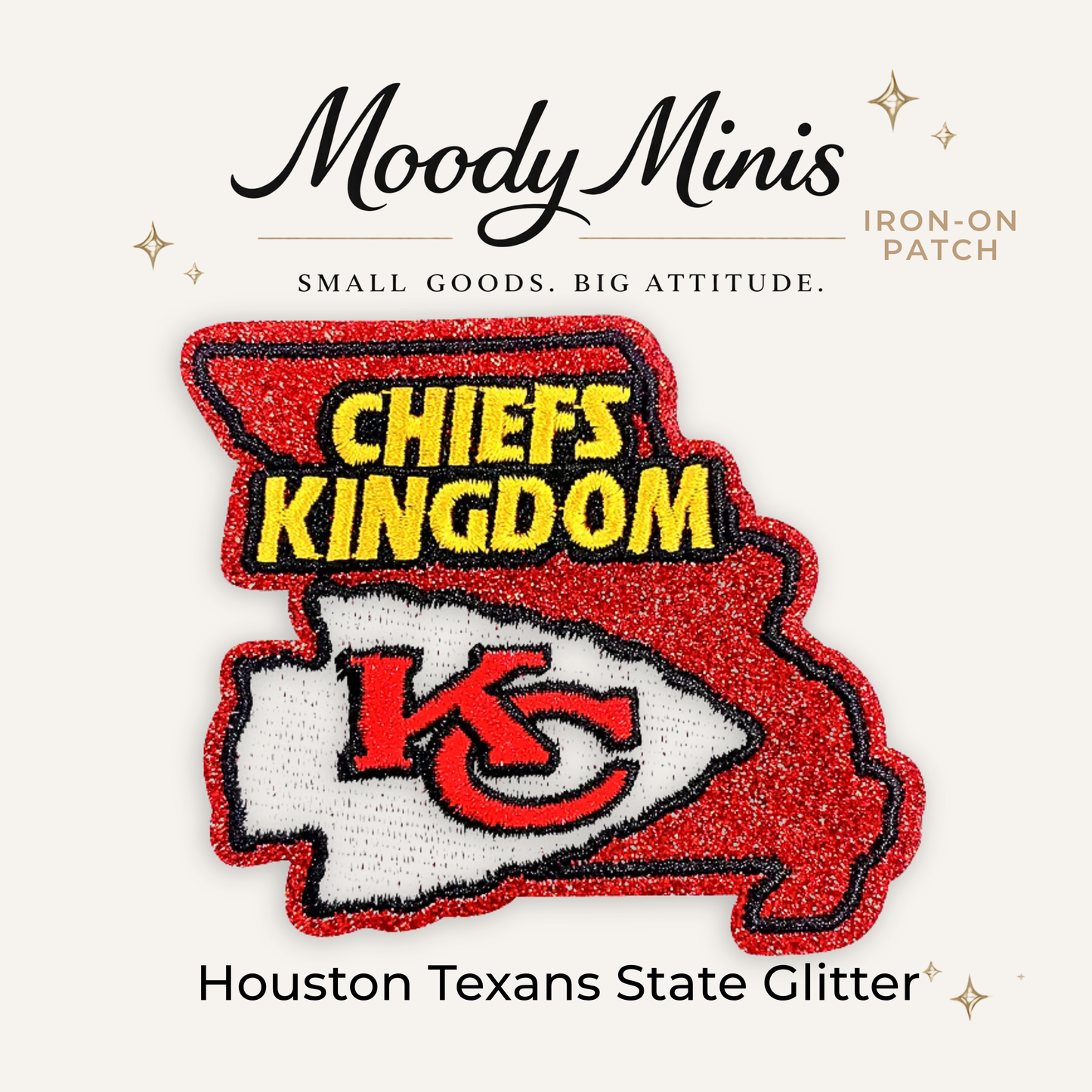Kansas City Chiefs State Glitter Embroidered Patch
