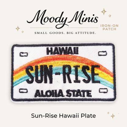 Sun Rise Hawaii License Plate Embroidered Patch