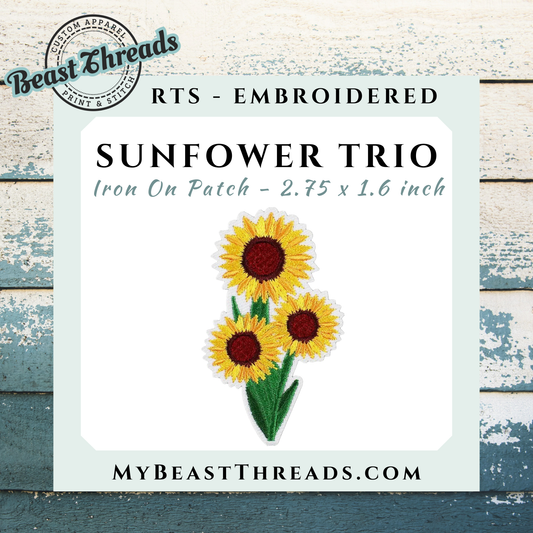 Sunflower Trio Embroidered Patch- RTS