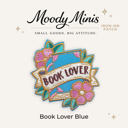 Book Lover in Blue Embroidered Patch- RTS