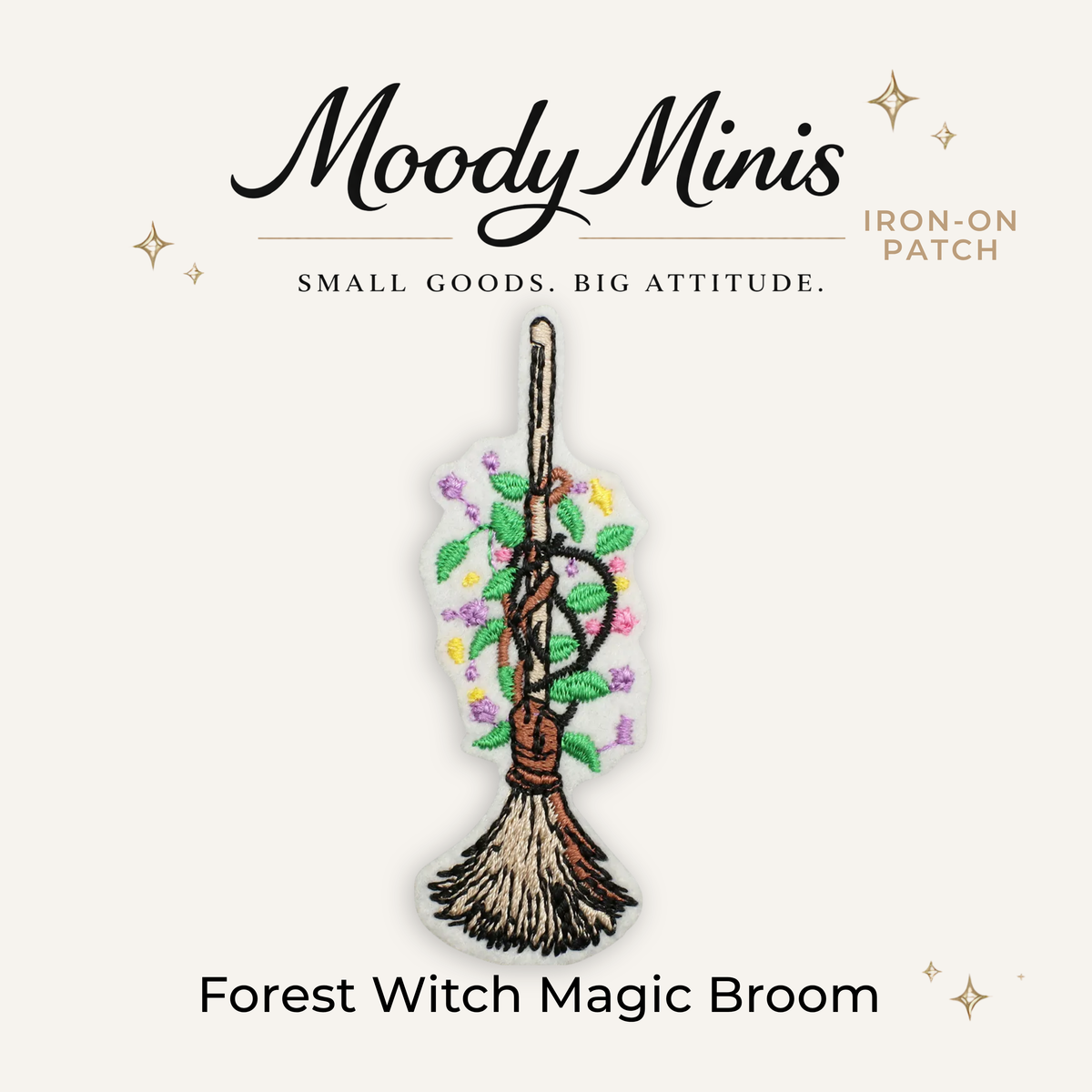 Forest Witch Magic Broom Embroidered Patch