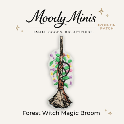 Forest Witch Magic Broom Embroidered Patch