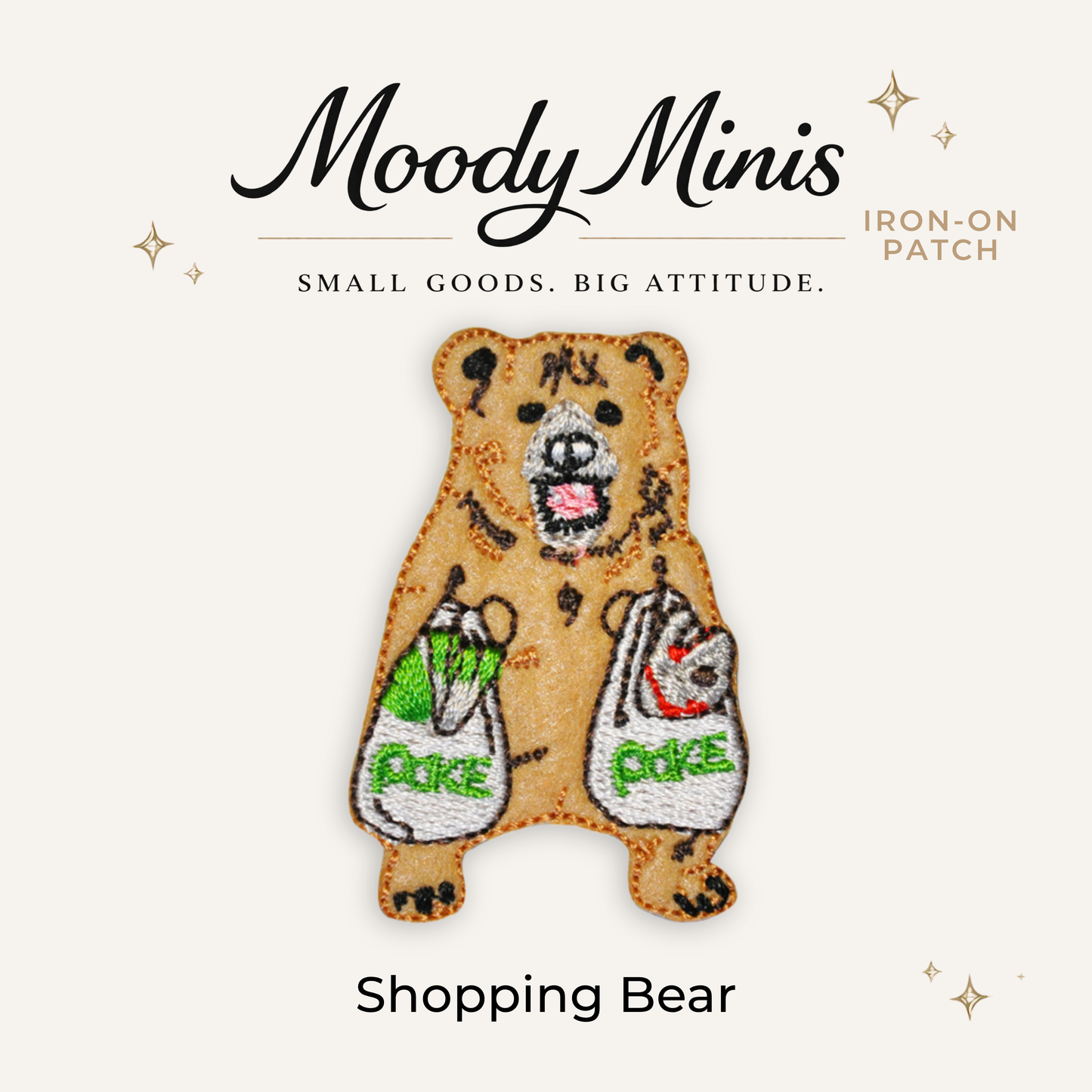Shopping Bear Embroidered Patch- RTS