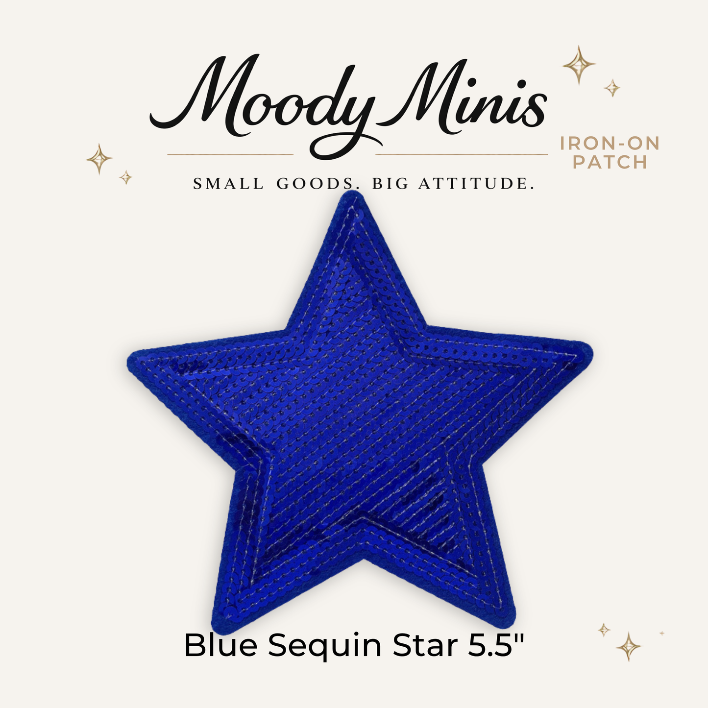 Blue Sequin Star 5.5" Embroidered Patch