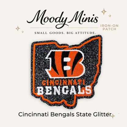 Cincinnati Bengals State Glitter Embroidered Patch