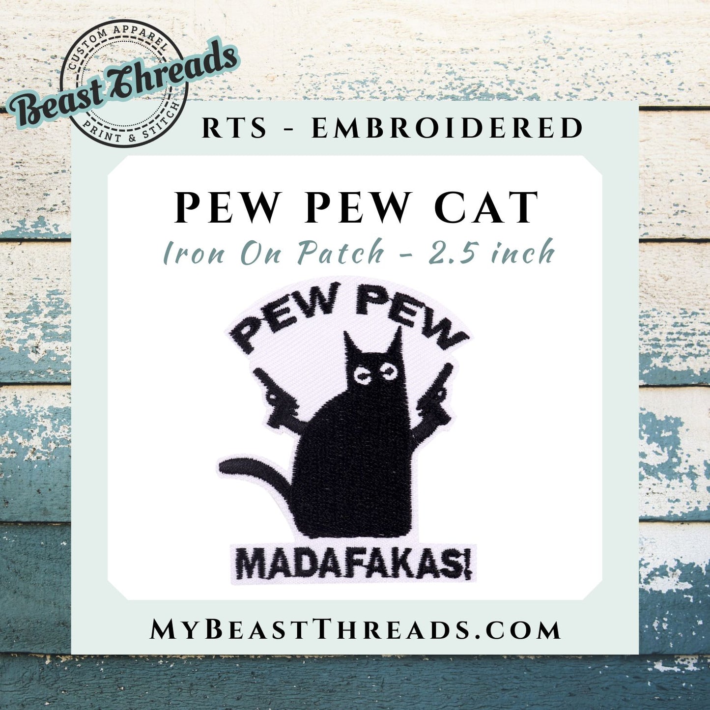 Pew Pew Cat Embroidered Patch - RTS