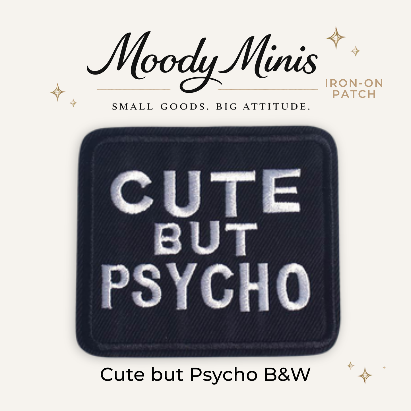 Cute Psycho B&W Embroidered Patch - RTS