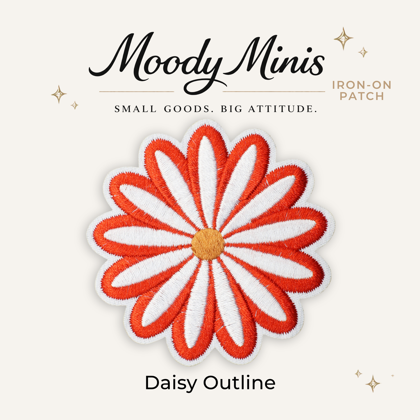 Daisy Outline Embroidered Patch- RTS
