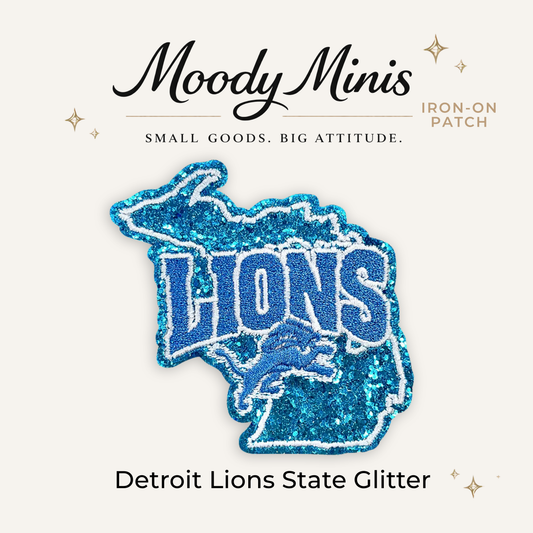 Detroit Lions State Glitter Embroidered Patch