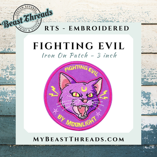 Fighting Evil Cat Embroidered Patch- RTS