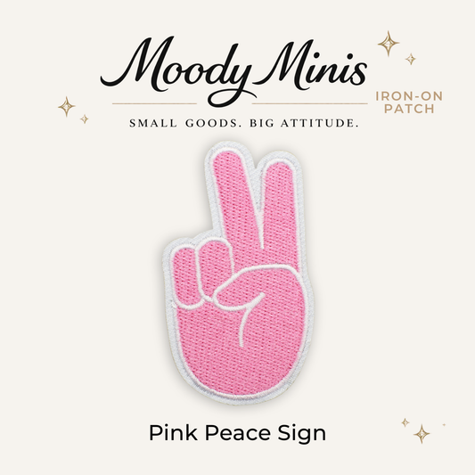Pink Peace Sign Embroidered Patch- RTS