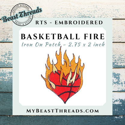 Basketball Fire Embroidered Patch- RTS