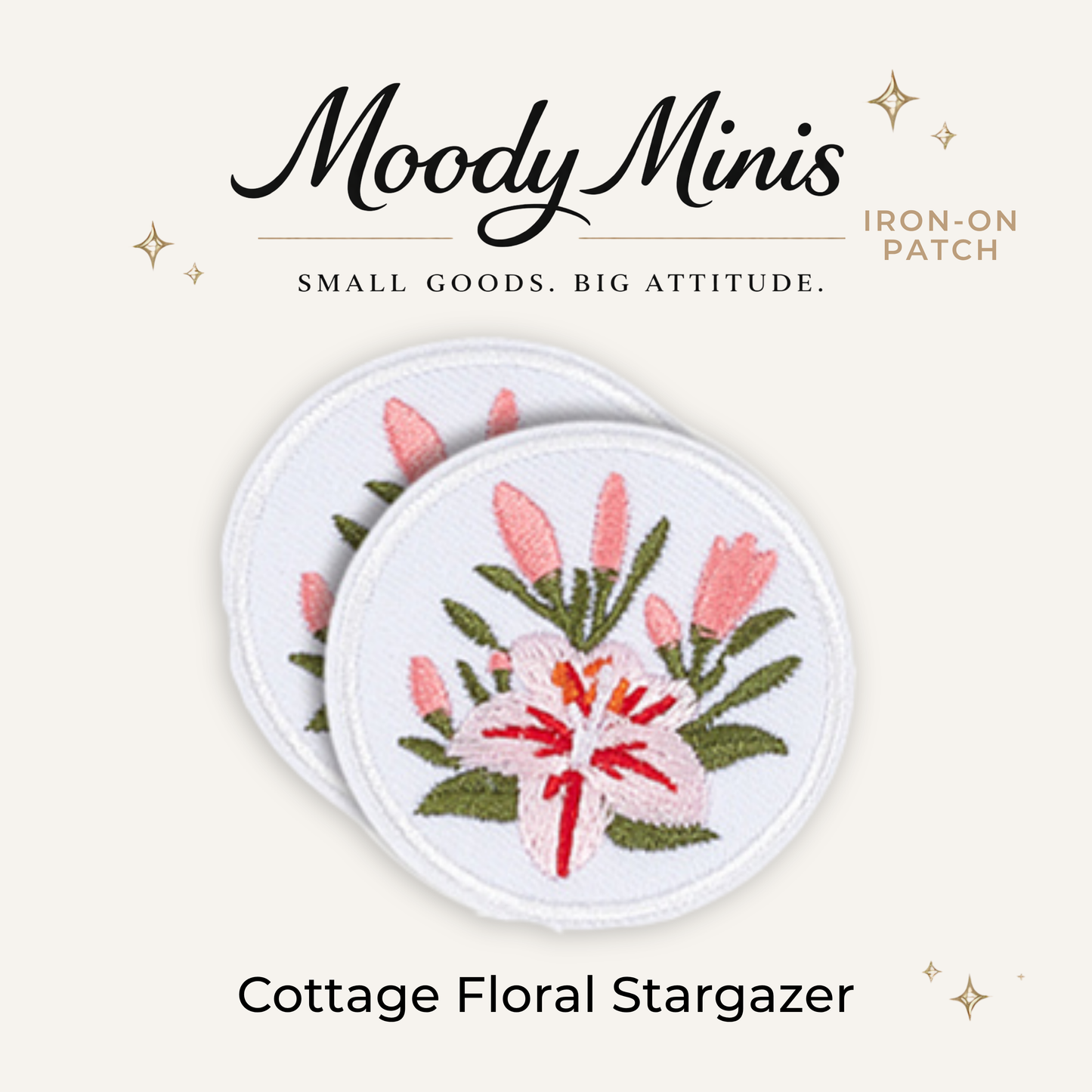 Cottage Floral Stargazer Embroidered Patch