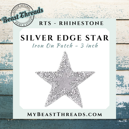 Silver Star Rhinestone Patch- RTS