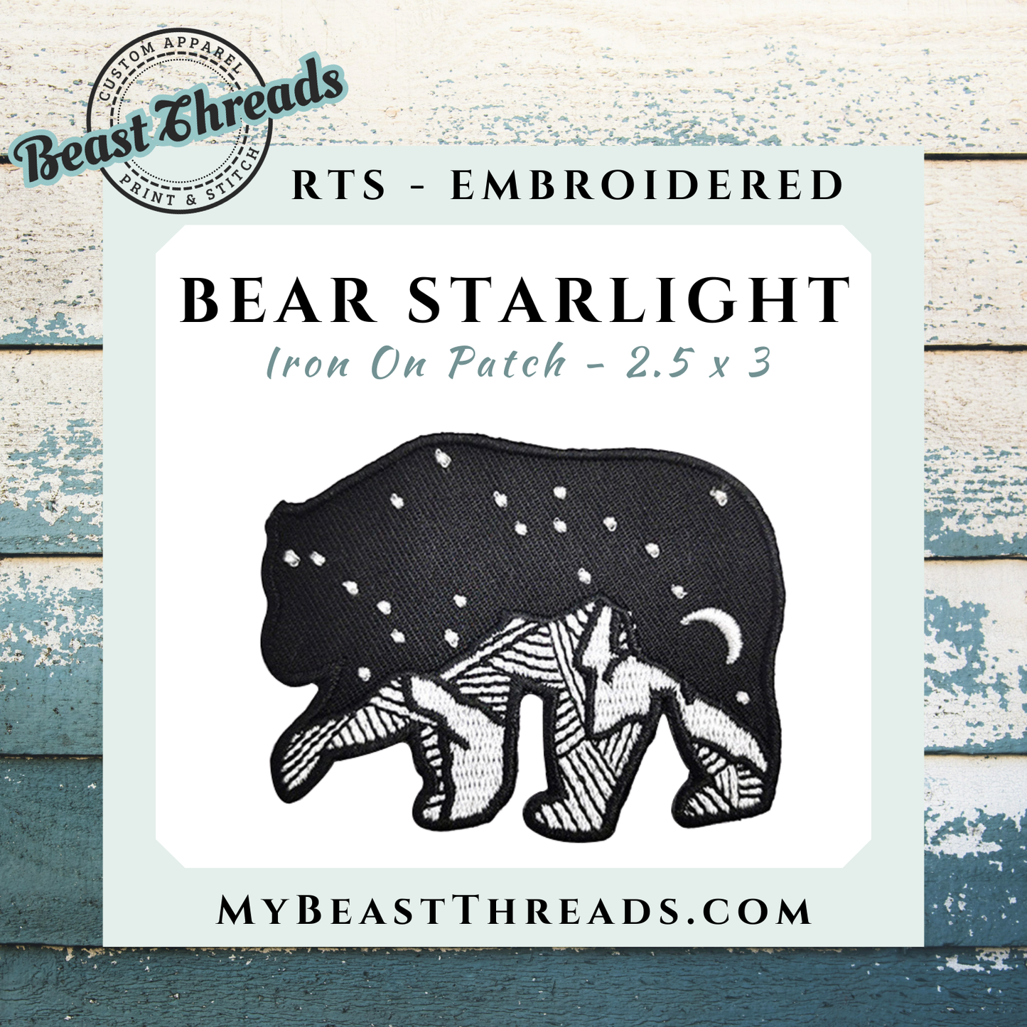 Bear Starlight Embroidered Patch- RTS