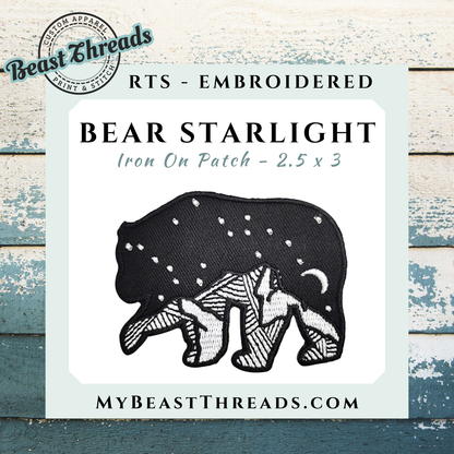 Bear Starlight Embroidered Patch- RTS