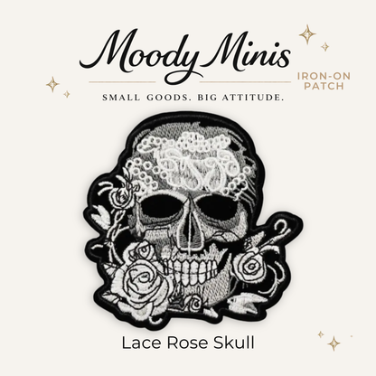 Lace Rose Skull Embroidered Patch