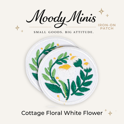 Cottage Floral White Flower Embroidered Patch