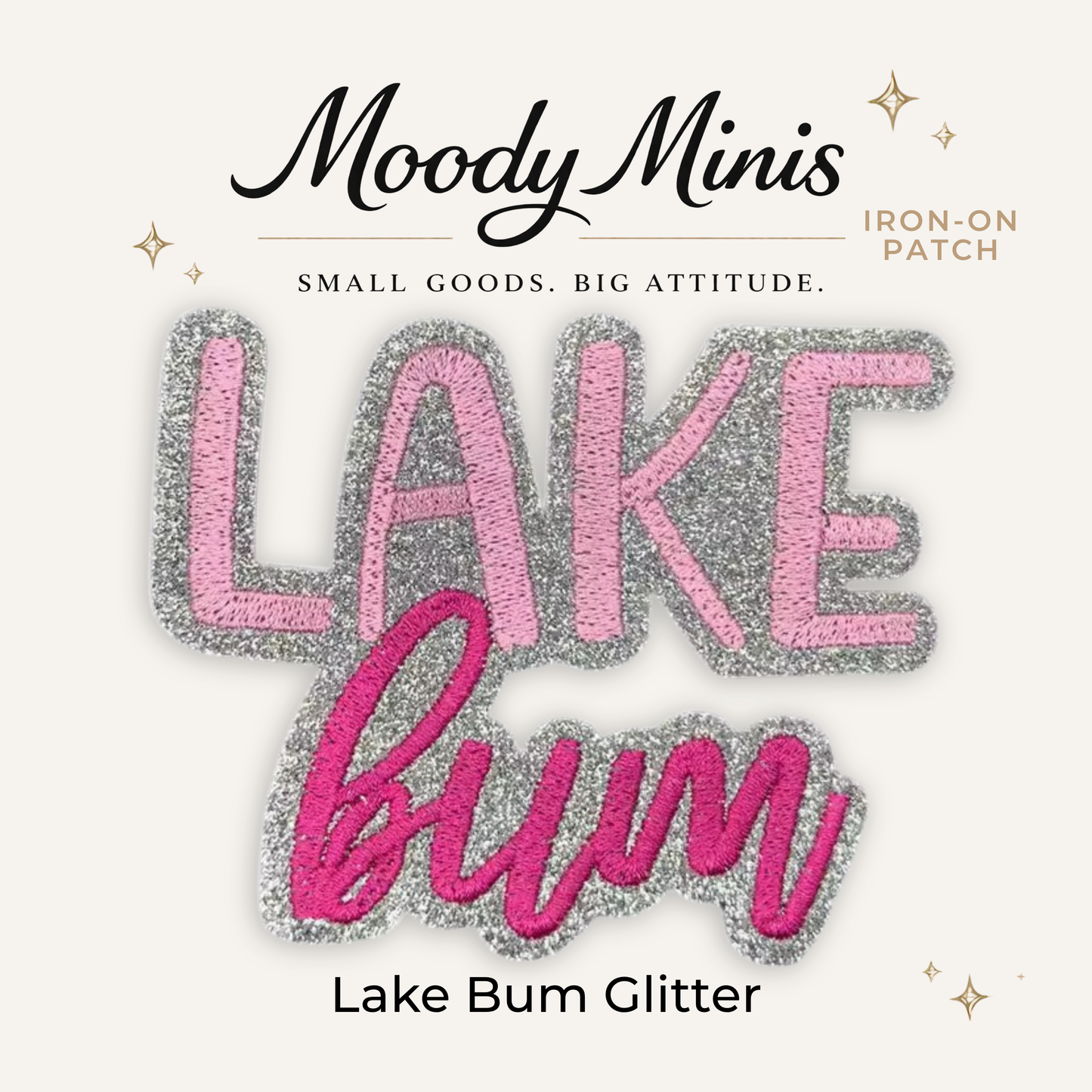 Lake Bum Glitter Embroidered Patch