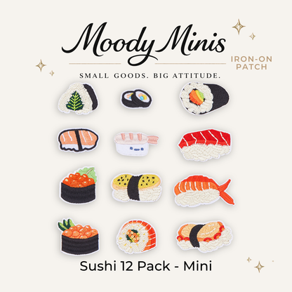 Sushi 12 Pack Mini Embroidered Patch