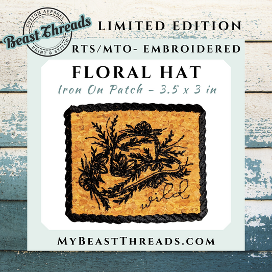 Floral Hat Embroidered Patch - RTS/MTO