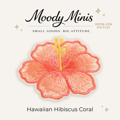 Hawaiian Hibiscus Coral Embroidered Patch