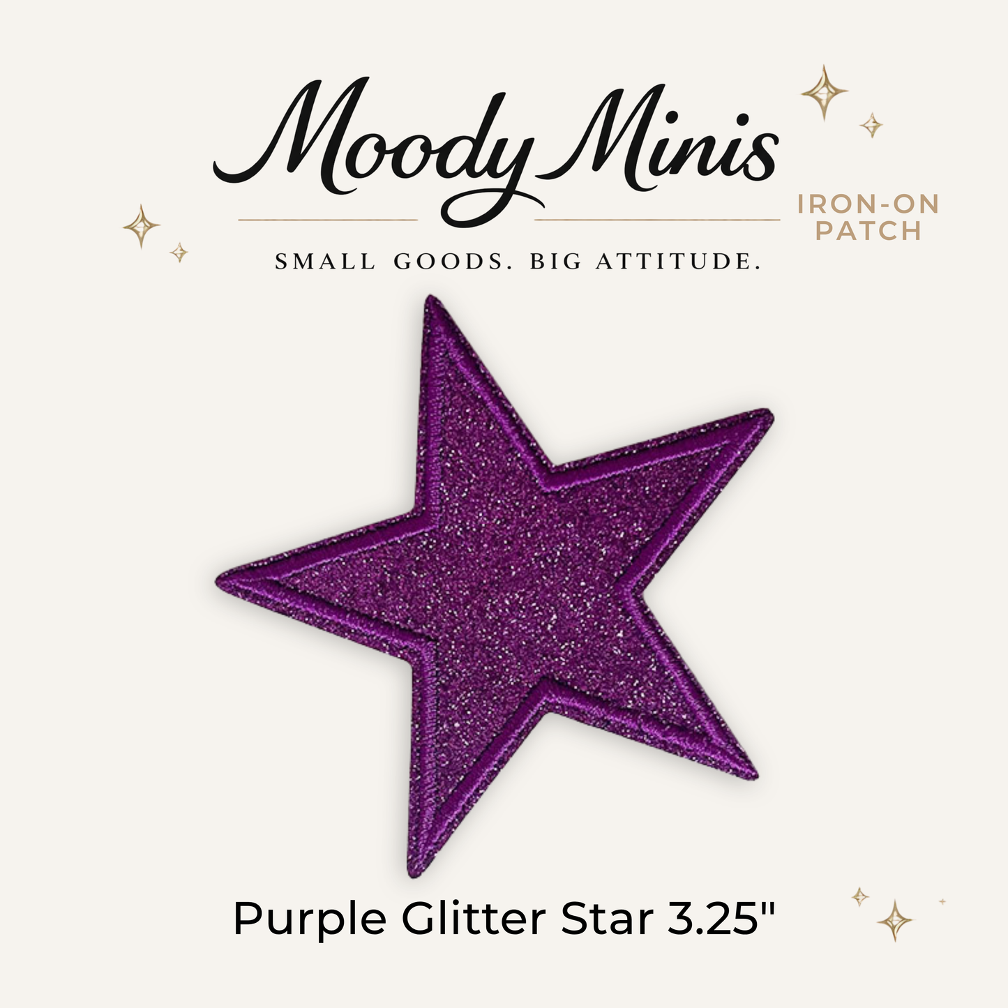 Purple Glitter Star 3.25" Embroidered Patch