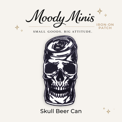 Skull Beer Can Embroidered Patch