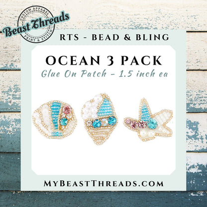 Ocean 3 Pack Bead & Bling Patch - RTS