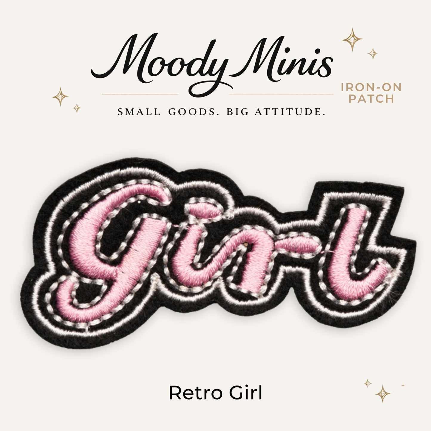 Retro Girl Embroidered Patch- RTS
