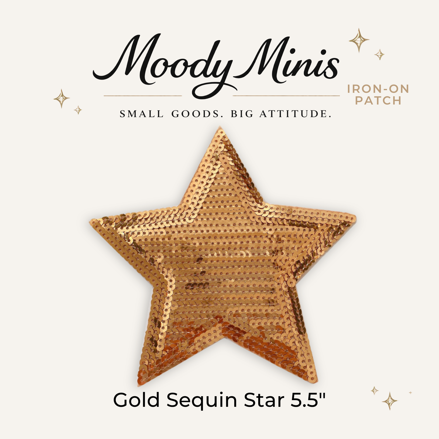 Gold Sequin Star 5.5" Embroidered Patch