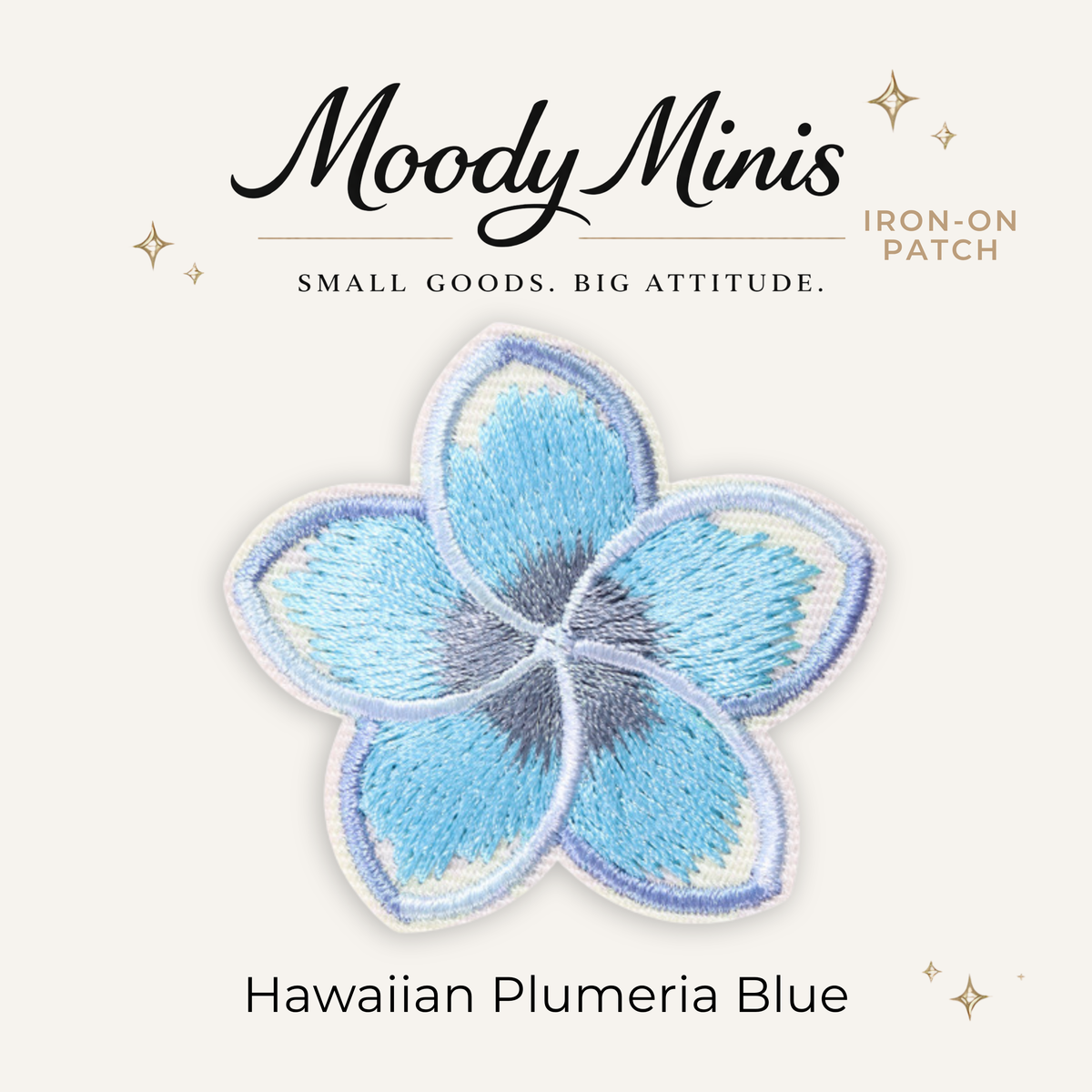 Hawaiian Plumeria Blue Embroidered Patch