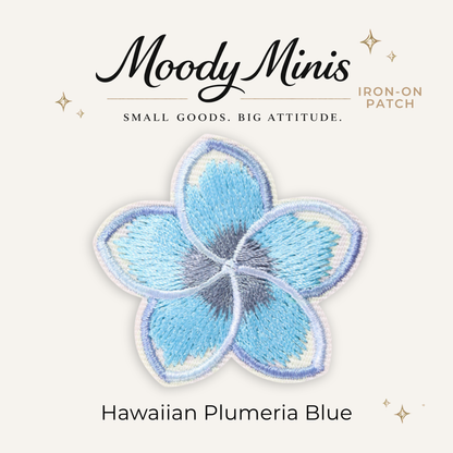 Hawaiian Plumeria Blue Embroidered Patch