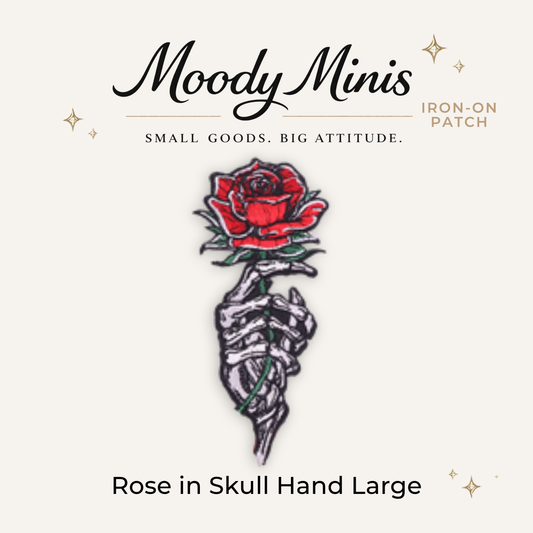 Rose Skull Hand Lg Embroidered Patch- RTS