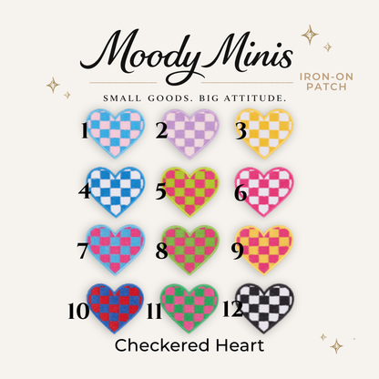 Checkered Heart Embroidered Patch- RTS