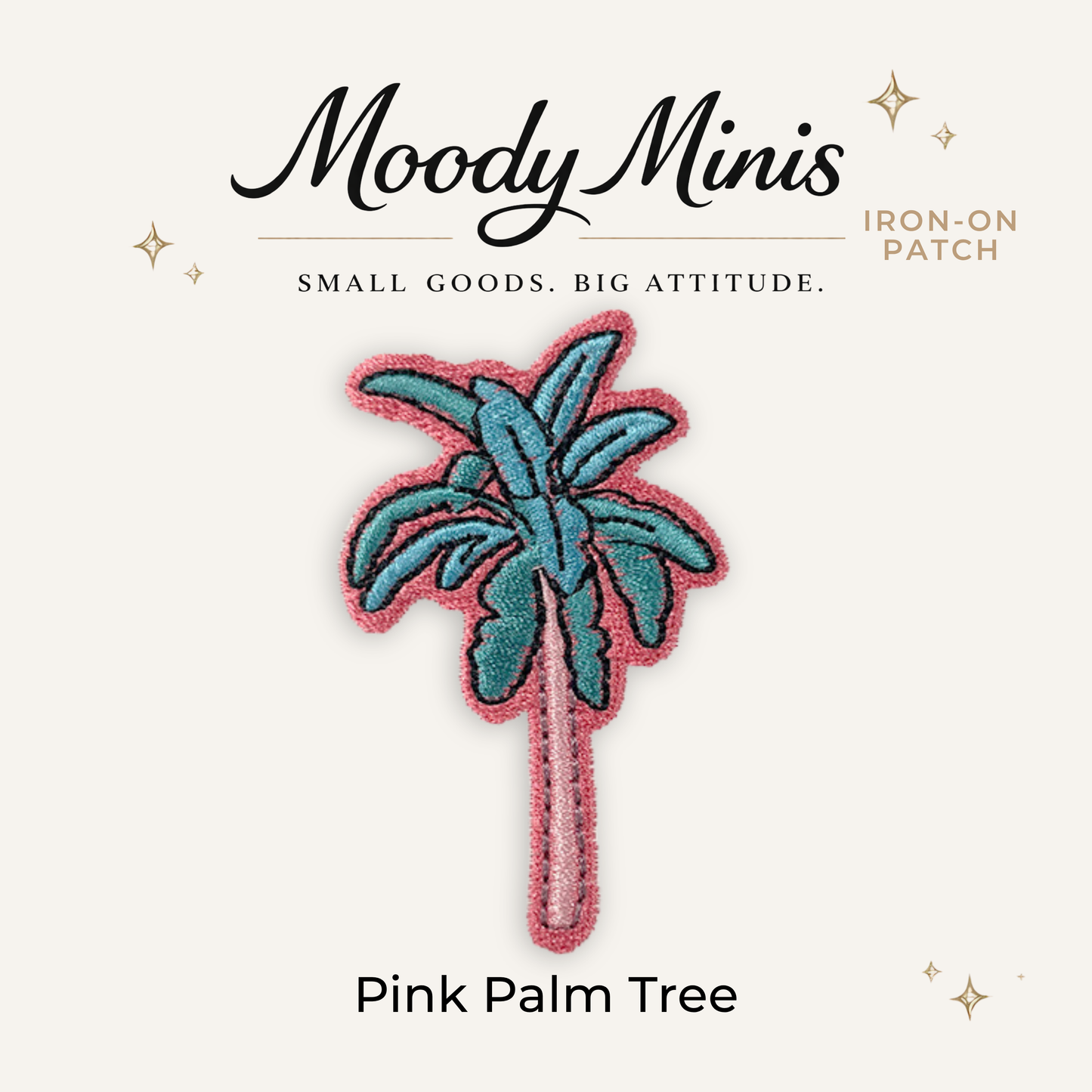 Pink Palm Tree Embroidered Patch- RTS