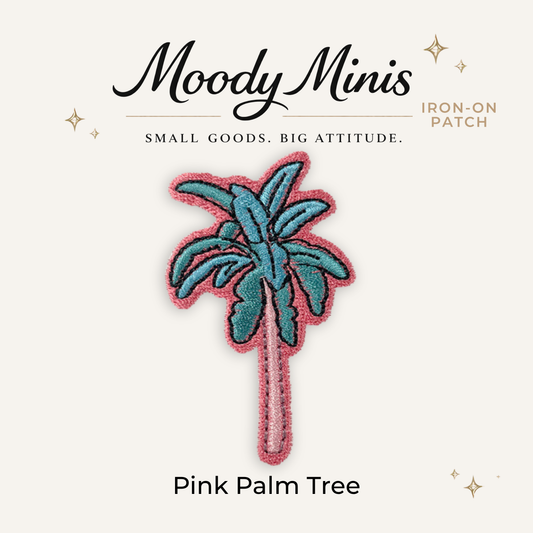 Pink Palm Tree Embroidered Patch- RTS
