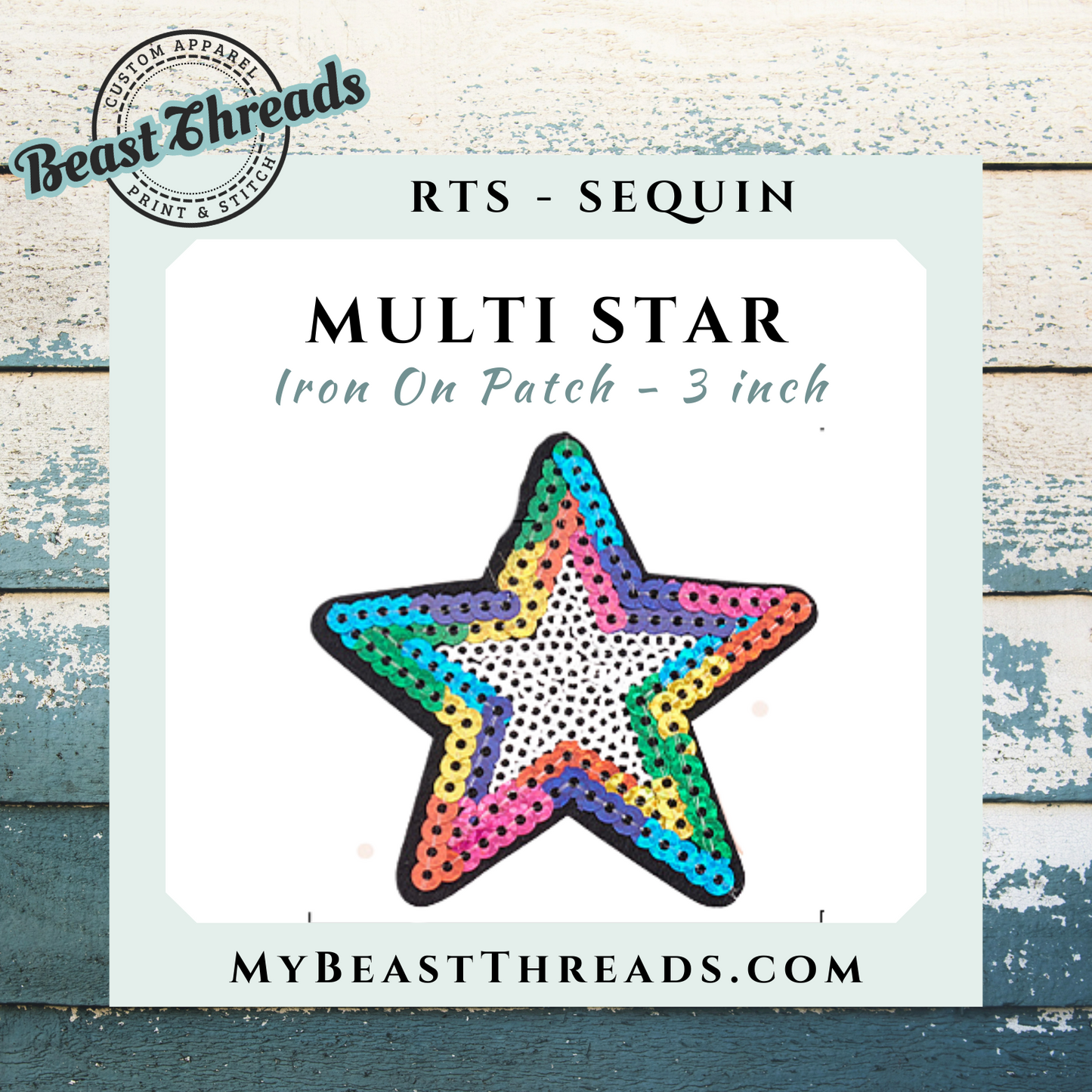 Multi Color Star Sequin Patch- RTS