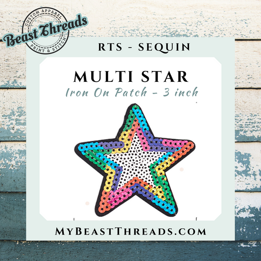 Multi Color Star Sequin Patch- RTS