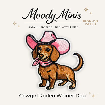 Cowgirl Rodeo Weiner Dog Embroidered Patch