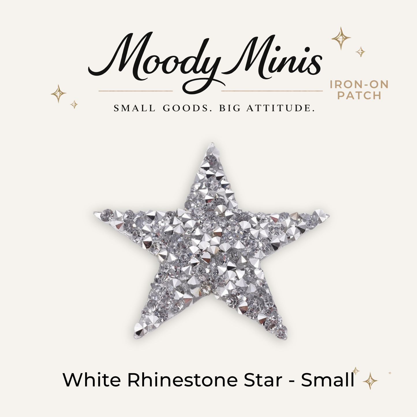 White Star Small Rhinestone Patch- RTS