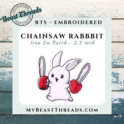 Chainsaw Rabbit Embroidered Patch- RTS