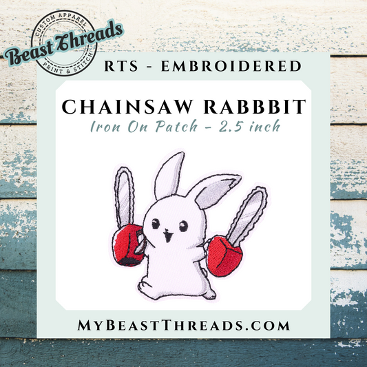 Chainsaw Rabbit Embroidered Patch- RTS
