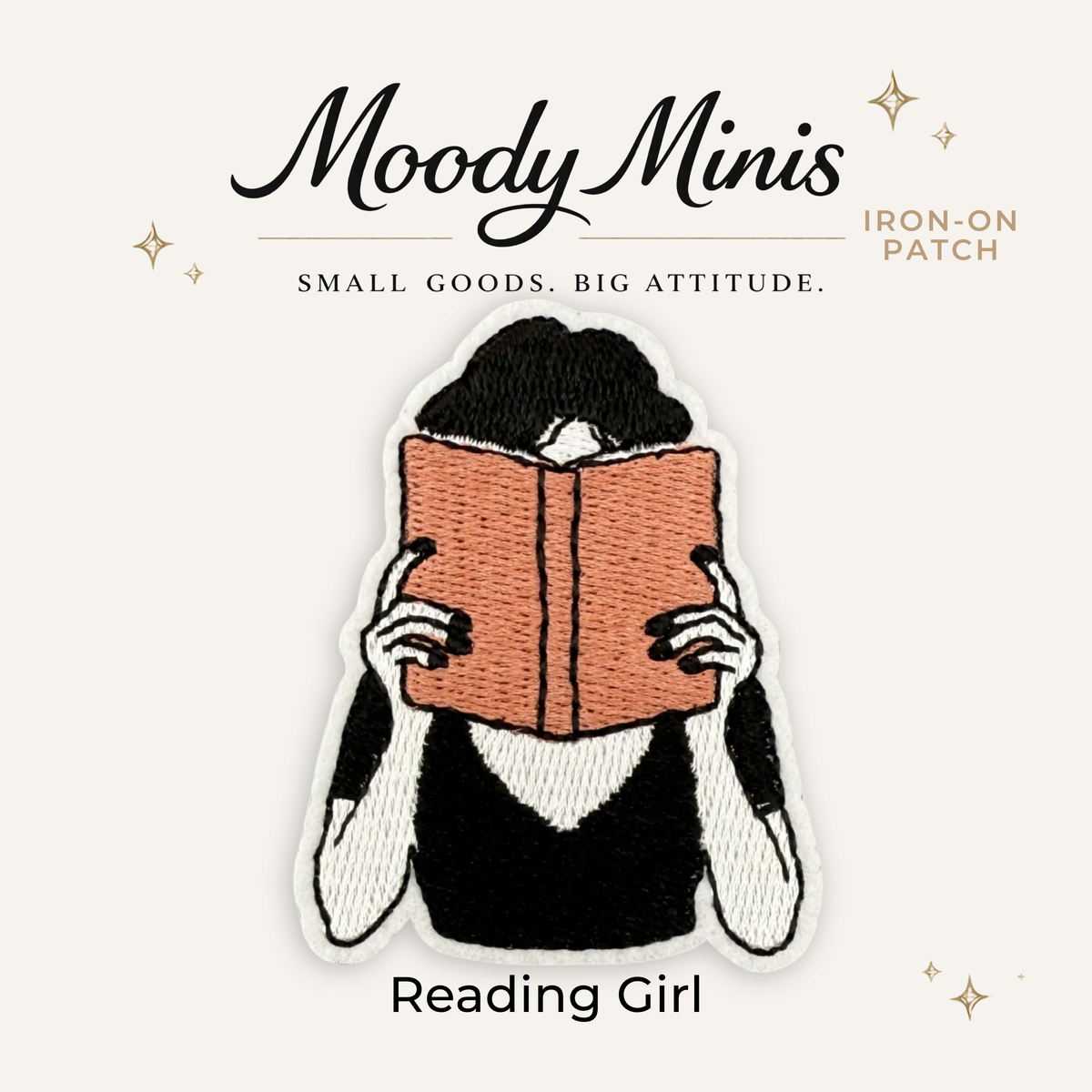 Reading Girl Embroidered Patch