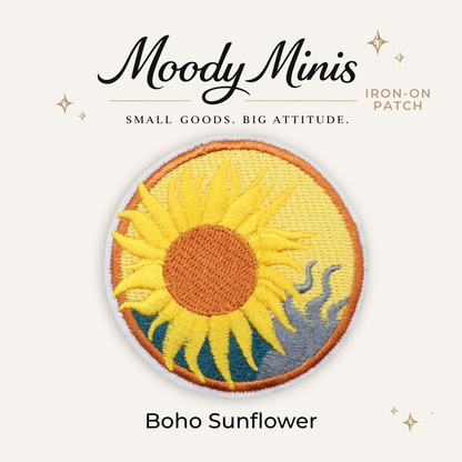 Boho Sunflower Embroidered Patch- RTS