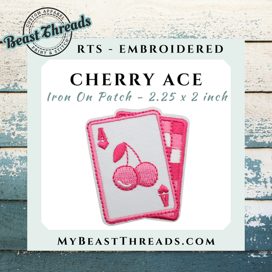 Cherry Ace Card Embroidered Patch- RTS