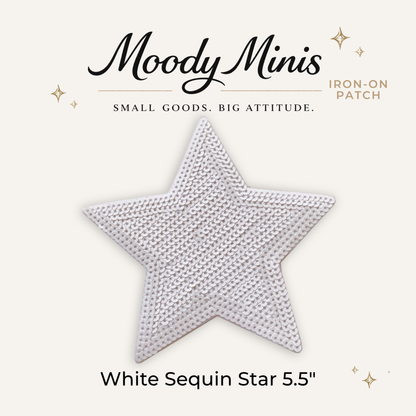 White Sequin Star 5.5" Embroidered Patch