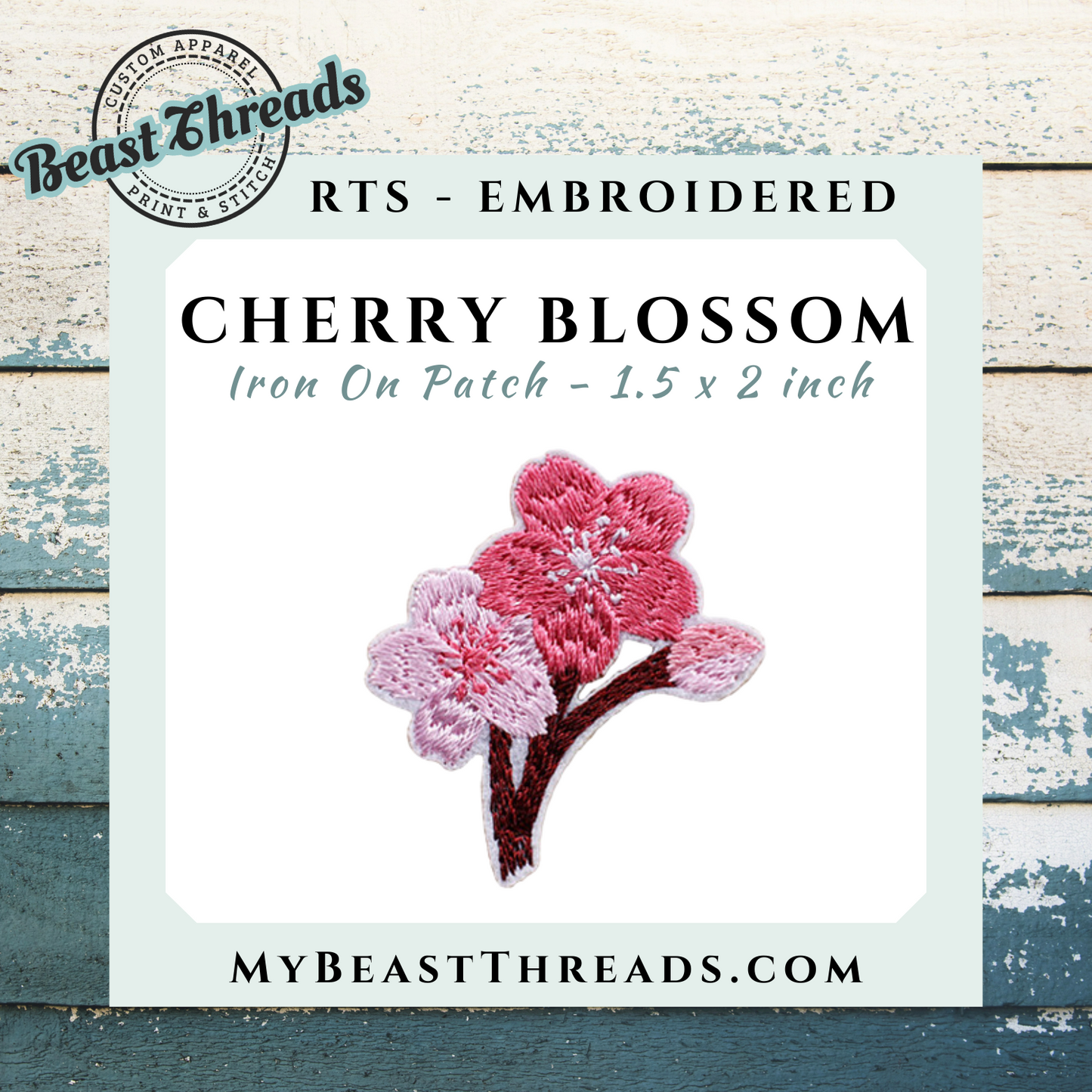 Cherry Blossom Embroidered Patch- RTS