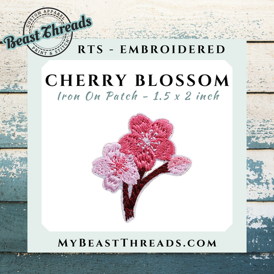 Cherry Blossom Embroidered Patch- RTS