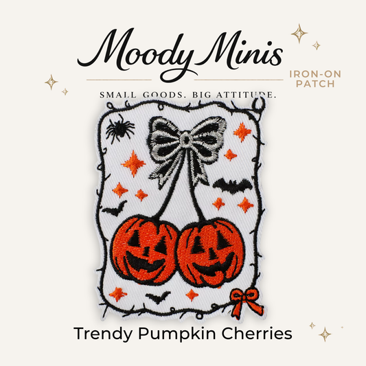 Trendy Pumpkin Cherries Embroidered Patch